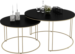 Kavos staliukų komplektas ADRK Etta, aukso/juodas, 75 cm x 75 cm x 43 cm, 2 vnt.