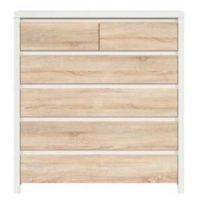 Komoda Kaspian S128-KOM6S-BI/DSO, balta/sonoma ąžuolo, 104.5 cm x 40 cm x 112 cm