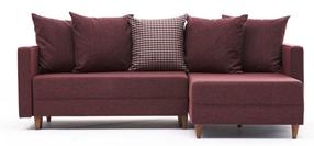 Kampinė sofa - lova Hanah Home Aydam, bordo, dešininė, 150 x 215 cm x 80 cm