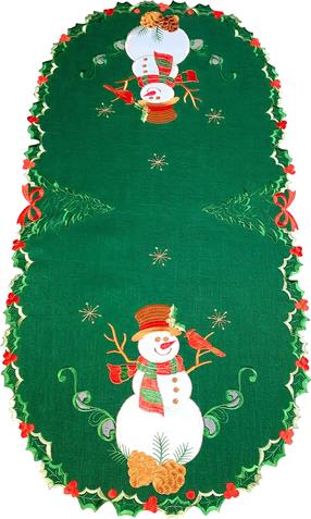 Kalėdinis stalo takelis ovalas OS-303-C, balta/žalia, 40 x 140 cm