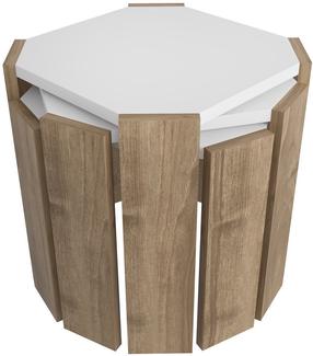 Kavos staliukas Kalune Design Lori, balta/riešuto, 44.5 cm x 44.5 cm x 41 cm