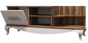 TV staliukas Kalune Design Sultan, balta/riešuto, 130 cm x 45 cm x 50.6 cm