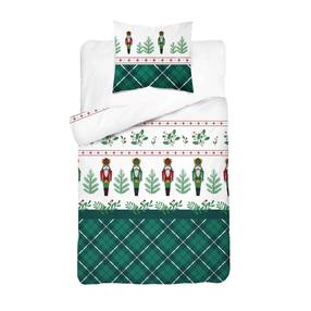 Kalėdinis patalynės užvalkalų komplektas PCF-07, baltas/žalias, 140 x 200 cm