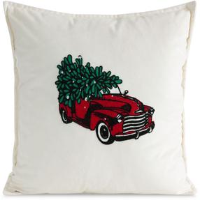 Kalėdinis dekoratyvinės pagalvėlės užvalkalas PSWA-214, balta/raudona/žalia, 45 cm x 45 cm