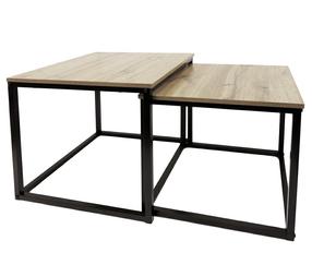 Kavos staliukų komplektas Torsten, rudas/juodas, 50 cm x 50 cm x 50.5 cm, 2 vnt.