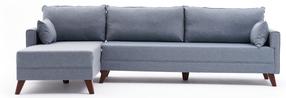 Kampinė sofa Hanah Home Bella, mėlyna, kairinė, 165 x 275 cm x 85 cm
