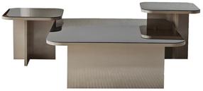 Kavos staliukų komplektas Kalune Design Jazz, bronzos/smėlio, 40 - 80 cm x 80 cm x 30 - 40 cm, 3 vnt.