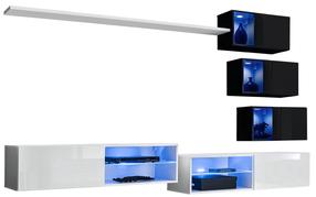 Sekcija ASM Switch XXIV, balta/juoda, 250 cm x 40 cm x 150 cm