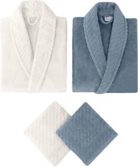 Chalato ir rankšluosčio komplektas Foutastic Family Bathrobe Set 459ELT1150, mėlyna/balta