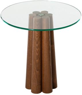 Kavos staliukas Kalune Design Thales, riešuto/skaidri, 50 cm x 50 cm x 50 cm