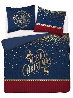 Kalėdinis patalynės užvalkalų komplektas SJC-156, aukso/raudona/tamsiai mėlyna, 160 x 200 cm