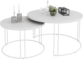Kavos staliukų komplektas ADRK Etta, baltas, 75 cm x 75 cm x 43 cm, 2 vnt.