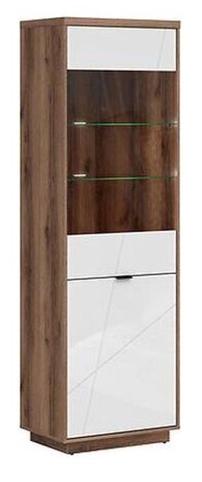 Vitrina Forn S471-REG1D1W-DDC/BIP, ąžuolo/balta, 64 cm x 42.5 cm x 200.5 cm