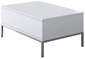 Kavos staliukas Kalune Design Lord, baltas/sidabro, 90 cm x 60 cm x 40 cm