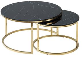 Kavos staliukas Loft Muse, aukso/juodas, 80 cm x 80 cm x 45 cm