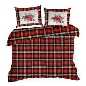 Kalėdinis patalynės užvalkalų komplektas PTT-008, balta/juoda/raudona, 200 x 220 cm