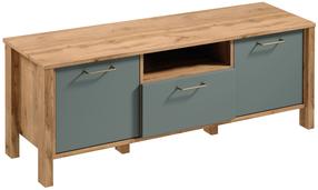 TV staliukas Gala Meble Indygo RTV1S, ąžuolo/žalia, 138 cm x 40 cm x 49 cm