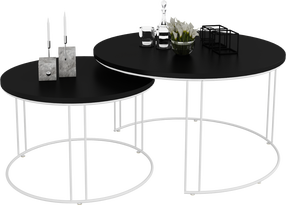 Kavos staliukų komplektas ADRK Etta, baltas/juodas, 75 cm x 75 cm x 43 cm, 2 vnt.