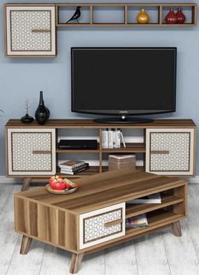 Svetainės baldų komplektas Kalune Design Ayla, vidaus, kreminė/riešuto