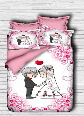 Patalynės užvalkalų komplektas Mijolnir 178PRL2020, baltas/rožinis, 200 x 220 cm