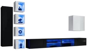 Svetainės baldų komplektas ASM Switch XXVI, vidaus, baltas/juodas