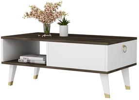 Kavos staliukas Kalune Design Delux, balta/riešuto, 90 cm x 45 cm x 42.4 cm