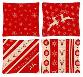 Kalėdinis dekoratyvinės pagalvėlės užvalkalas Ruhhy 18005, raudona/rusva, 45 cm x 45 cm, 4 vnt.