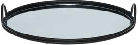 Padėklas 4Living Mirror 111073, stiklas/metalas, Ø 40 cm, 6 cm, juoda