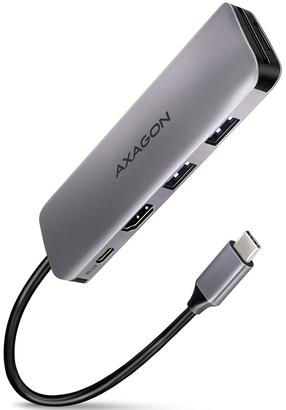 Šakotuvas Axagon Superspeed HMC-5 USB Type-C, HDMI x4, 0.020 m, juoda/pilka