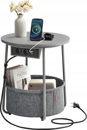 Kavos staliukas Vasagle, pilkas, 45 cm x 45 cm x 50 cm