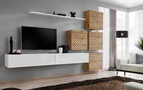 Svetainės baldų komplektas ASM Switch IX L, vidaus, rudas/baltas