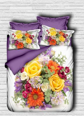 Patalynės užvalkalų komplektas Mijolnir 178PRL2005, alyvinė/balta/geltona, 200 x 220 cm