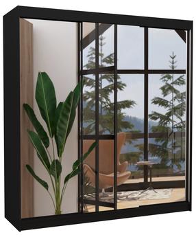 Spinta ADRK Austin 200, juoda, 58 cm x 200 cm x 215 cm, su veidrodžiu