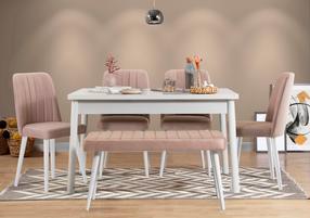 Valgomojo komplektas Kalune Design Costa 0900 - 2 B, baltas/rožinis