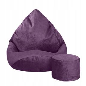 Sėdmaišis su pufu Sako Mega Premium Terra Velour XL, violetinis
