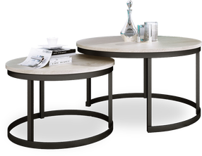 Kavos staliukų komplektas ADRK Okin, juodas/pilkas, 75 cm x 75 cm x 43 cm