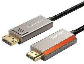 Kabelis Extra Digital 8K@60Hz DisplayPort 1.4 Male (vyriška), HDMI 2.1 Male (vyriška), 3 m, juoda/pilka