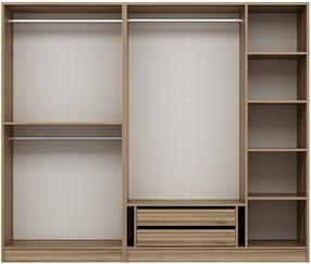 Spinta Kalune Design Kale 5 Bolme 2 Cekmece, šviesiai ruda, 225 cm x 52 cm x 190 cm