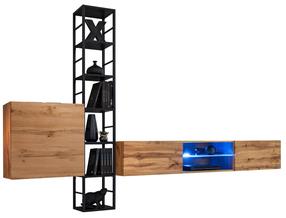 Svetainės baldų komplektas ASM Switch M6, vidaus, ąžuolo/juoda