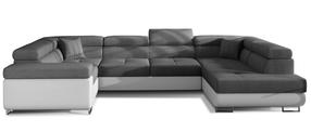 Kampinė sofa Letto Sawana 05, Soft 17, balta/tamsiai pilka, dešininė, 202 x 340 cm x 90 cm