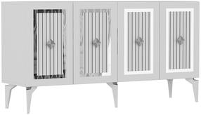 Komoda Kalune Design Nora 475OLV1757, balta/sidabro, 150 cm x 40 cm x 79 cm