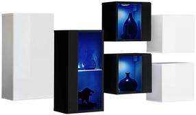 Svetainės baldų komplektas ASM Switch IV, vidaus, baltas/juodas