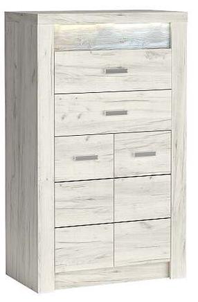 Komoda Indianapolis I6, balta, 76 cm x 42 cm x 127 cm