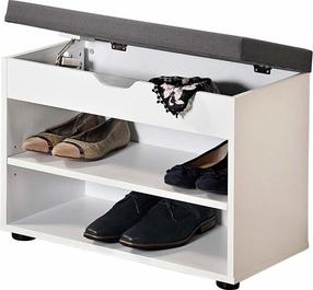 Suoliukas su batų lentyna, balta/pilka, 30 cm x 60 cm x 47 cm