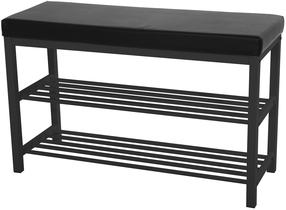 Suoliukas su batų lentyna 4Living, juodas, 80 cm x 30 cm x 51 cm