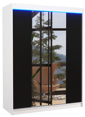 Spinta ADRK Fever 150 LED, skaidri/balta/juoda, 58 cm x 150 cm x 200 cm, su veidrodžiu