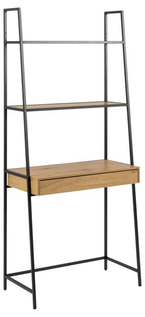 Pastatoma lentyna Seaford Bookcase, ąžuolo/juoda, 77 cm x 36 cm x 174.5 cm