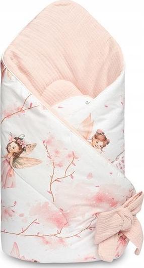 Kūdikio antklodė-vokelis Sensillo Fairies, 75 x 75 cm, balta/rožinė