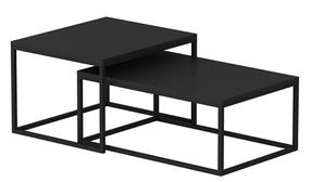 Kavos staliukų komplektas Kalune Design Leka, juodas, 37 - 47 cm x 72 cm x 45 cm, 2 vnt.