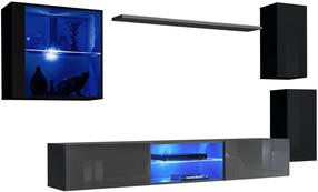 Svetainės baldų komplektas ASM Switch XXIII, vidaus, juodas/grafito